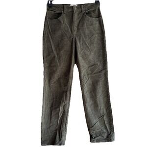 H&M Women's Sz 8 Forest Green Corduroy Pants Baggy 90's Retro Y2K Warm Fall‎